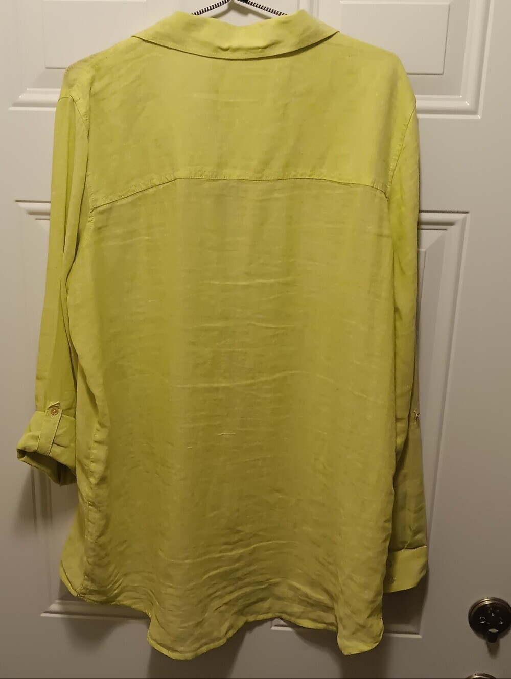 Sigrid Olsen| 100% Linen Button Down Tunic Chartreuse Relaxed Oversize  Sz L - Picture 16 of 16